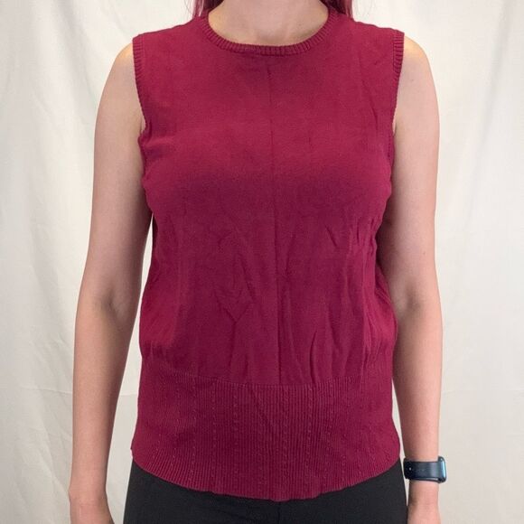 Merona Women's Tank Top Sweater Vest XL Extra Large Wine Merlot Ret Rib Ribbed - Picture 1 of 11